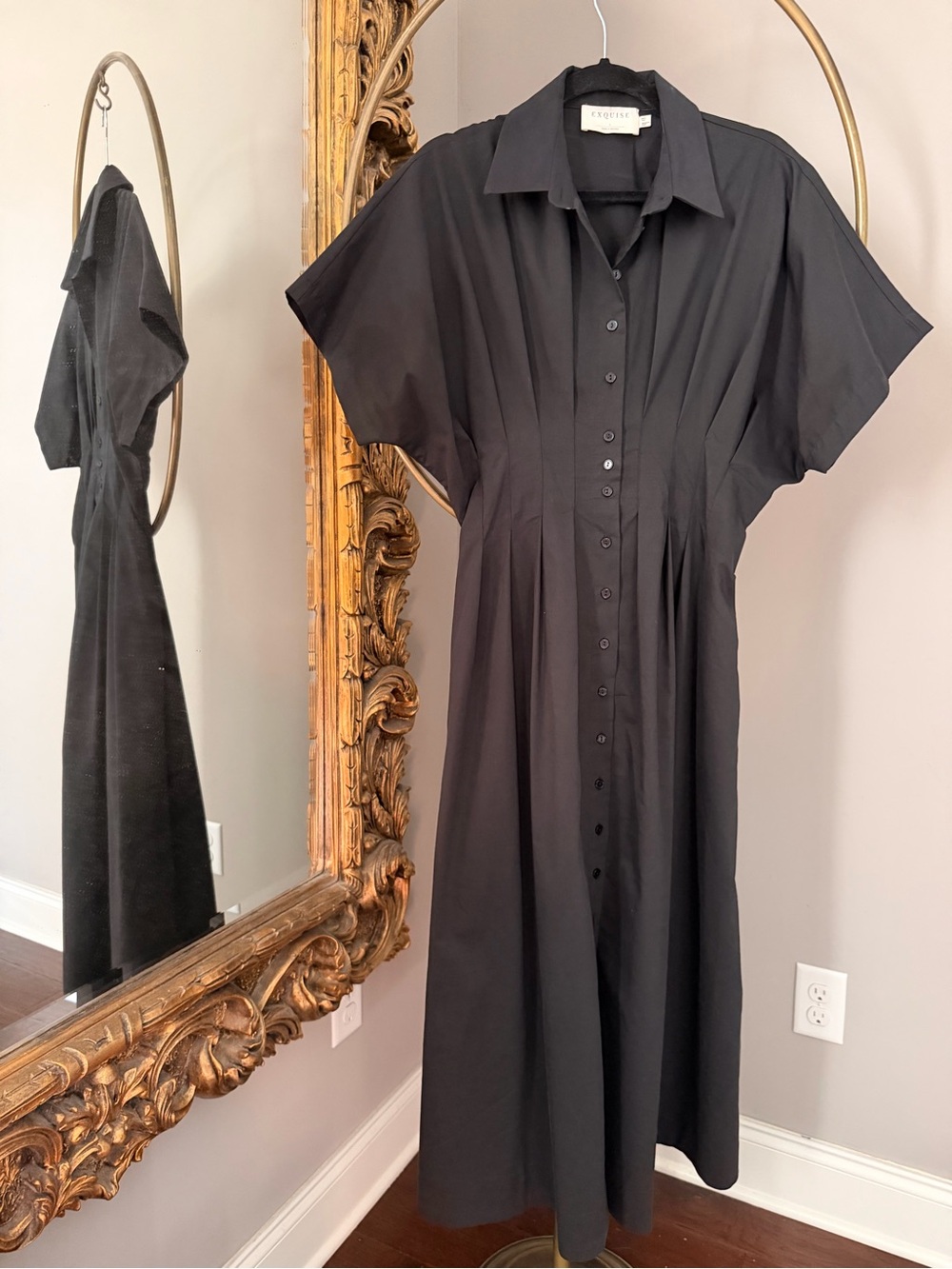 Anthropologie Exquise Tobie Shirt Dress in Black size L